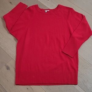 EUC Halogen Sweater Women's sz Medium Red 90% Wool/10% Cashmere Crewneck Sweater